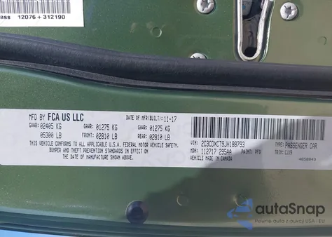 2018 Dodge Charger R/T Rwd from USA, damaged, VIN 2C3CDXCT9JH188793